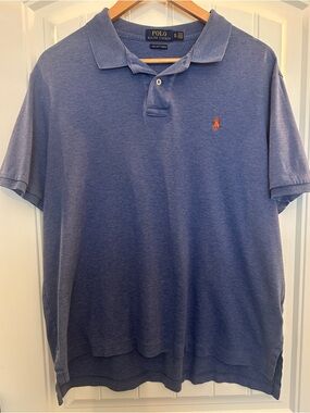 Polo Ralph Lauren Pima Soft Touch Polo Blue Orange Pony Mens XL